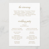 Elegante gouden witte bloem moderne bruiloft programmakaart (Achterkant)