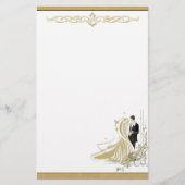 Elegante gouden & witte bruiloft briefpapier (Voorkant)