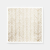 Elegante Gouden & Witte Chevron Bruids Huwelijk Servet (Voorkant)