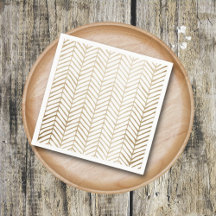 Elegante Gouden & Witte Chevron Bruids Huwelijk