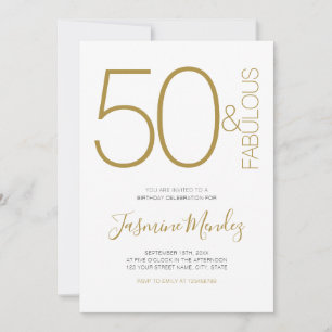 Elegante Gouden Witte Chic 50 & Fabulous Verjaarda Kaart