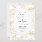 Elegante gouden witte flora-trouwkaart kaart (Voorkant)