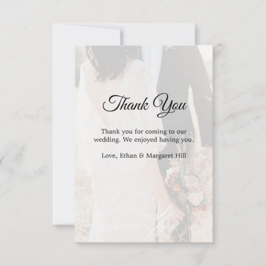 Elegante gouden witte foto bruiloft dank u kaart (Voorkant)