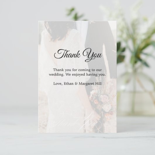 Elegante gouden witte foto bruiloft dank u kaart (Staand voorkant)