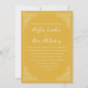 Elegante gouden witte huwelijksuitnodiging kaart