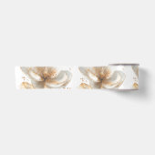Elegante Gouden & Witte Klaproos Bruiloft Satijnen Lint (Voorkant)
