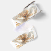 Elegante Gouden & Witte Klaproos Bruiloft Satijnen Lint (Achterkant)