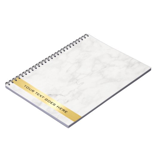 Elegante Gouden Witte Marmeren Klassieke Sjabloon  Notitieboek (Linkerzijde)
