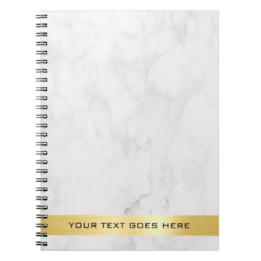 Elegante Gouden Witte Marmeren Klassieke Sjabloon Notitieboek (Voorkant)