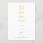 Elegante gouden & witte monogram huwelijksmenu kaa (Voorkant)
