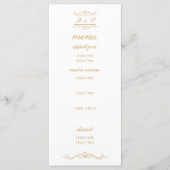 Elegante gouden & witte monogram huwelijksmenu kaa (Voorkant)
