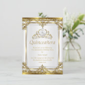 Elegante Gouden Witte Parel Princess Quinceanera Kaart (Staand voorkant)