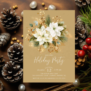 Elegante gouden witte poinsettia vakantiefeest uit kaart
