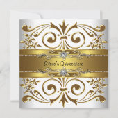 Elegante gouden witte Quinceanera Kaart (Voorkant)