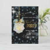 Elegante gouden witte roos chique kerst kaart (Staand voorkant)