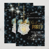 Elegante gouden witte roos chique kerst kaart (Voorkant / Achterkant)