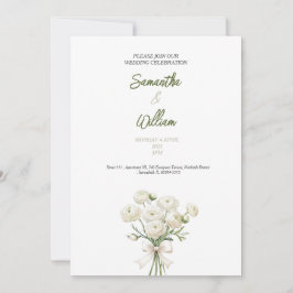 elegante gouden witte rozen trouwuitnodiging kaart