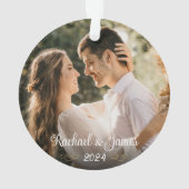 Elegante gouden witte script bruiloft monogram fot ornament (achterkant)