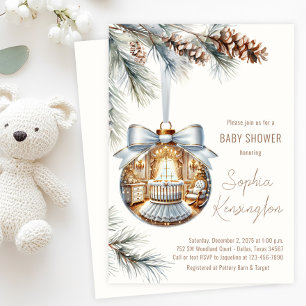 Elegante Gouden Witte Versiering Christmas Baby Sh Kaart