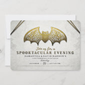 Elegante gouden witte vleermuis Spooktacular Eveni Kaart (Voorkant)