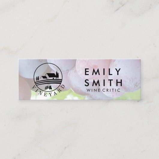 Elegante gouden witte wijnfles | Druiven Mini Visitekaartje (Voorkant)