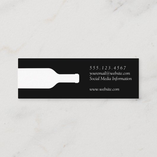 Elegante gouden witte wijnfles | Druiven Mini Visitekaartje (Achterkant)