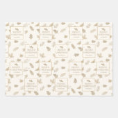 Elegante gouden witte winterbladeren Mistletoe Inpakpapier Vel (Voorkant)