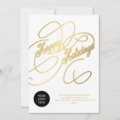 Elegante gouden zakelijke logo non-foto feestdagenkaart (Voorkant)