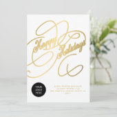 Elegante gouden zakelijke logo non-foto feestdagenkaart (Staand voorkant)