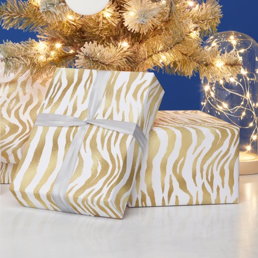 Elegante gouden zebra strepen cadeaupapier (Feestdagen)