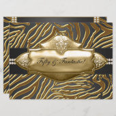 Elegante gouden Zebra vrouwen 50ste verjaardagsfee Kaart (Voorkant / Achterkant)