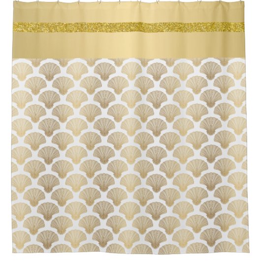 Elegante Gouden Zee Schelp Douchegordijn (Voorkant)