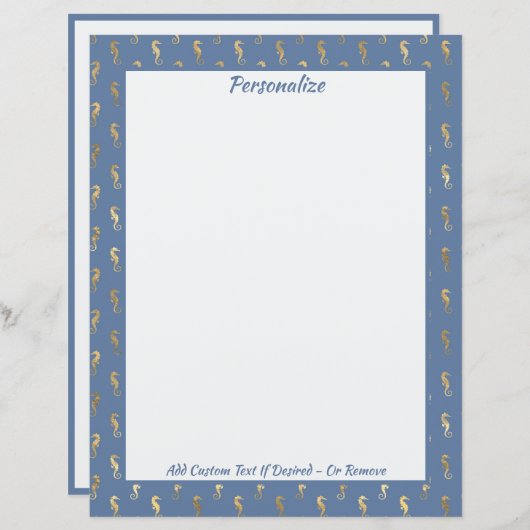 Elegante Gouden Zeepaarden Ocean Strand Thema (Voorkant / Achterkant)