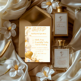 Elegante gouden zeeschelp RSVP bruiloft Kaart