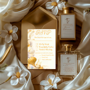 Elegante gouden zeeschelp RSVP bruiloft Kaart