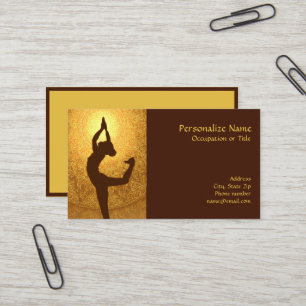 Elegante Gouden Zen Yoga Silhouet Bruine Aangepast Visitekaartje