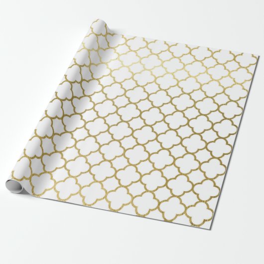 Elegante Gouden Zeshoek Abstract Patroon Huwelijks Cadeaupapier (Uitgerold)