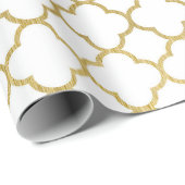 Elegante Gouden Zeshoek Abstracte Patroon Huwelijk Cadeaupapier (Rol Hoek)