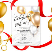 Elegante gouden zilveren ballonnen Grand Opening Kaart