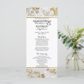 Elegante gouden zilveren en grijze bloemenprogramm programmakaart (Staand voorkant)