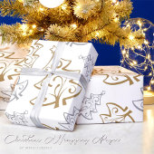 Elegante gouden zilveren kerstboom cadeaupapier