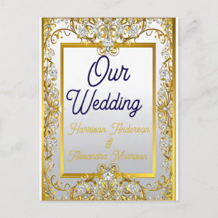 Elegante gouden & zilveren trouwuitnodiging briefkaart