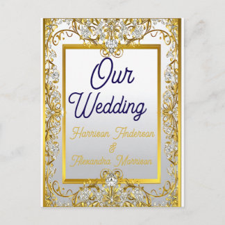 Elegante gouden & zilveren trouwuitnodiging briefkaart