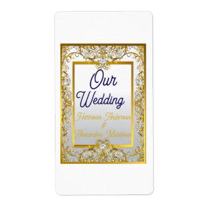 Elegante gouden & zilveren trouwuitnodiging etiket