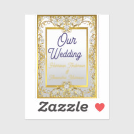 Elegante gouden & zilveren trouwuitnodiging sticker