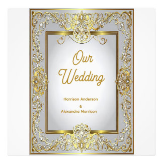 Elegante gouden & zilveren trouwuitnodiging – Vers Foto Afdruk