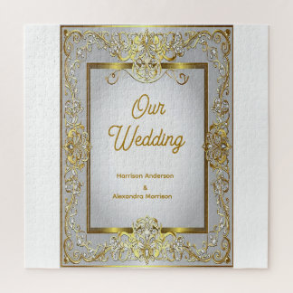 Elegante gouden & zilveren trouwuitnodiging – Vers Legpuzzel