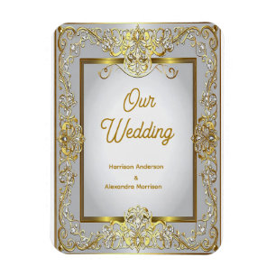 Elegante gouden & zilveren trouwuitnodiging – Vers Magneet