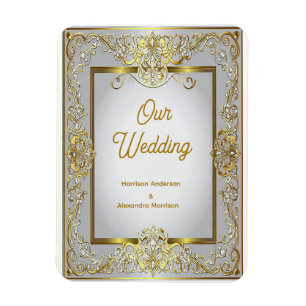Elegante gouden & zilveren trouwuitnodiging – Vers Magneet