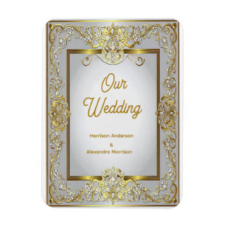 Elegante gouden & zilveren trouwuitnodiging – Vers Magneet